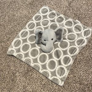 HB Hudson Baby Elephant Lovey Security Blanket Gray White Circles Rings Plush